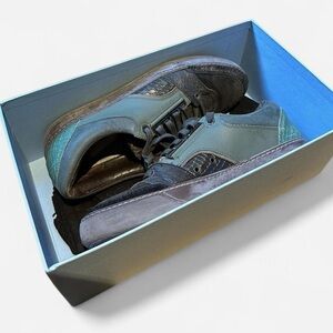 Lanvin Men’s Green Black Low Top Snakeskin Sneakers